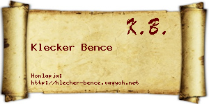 Klecker Bence névjegykártya